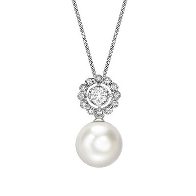 White Gold Pearl & Diamond Necklace