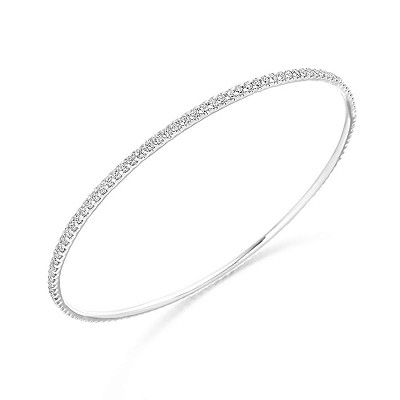 White Gold Round Brilliant Cut Diamond Bangle