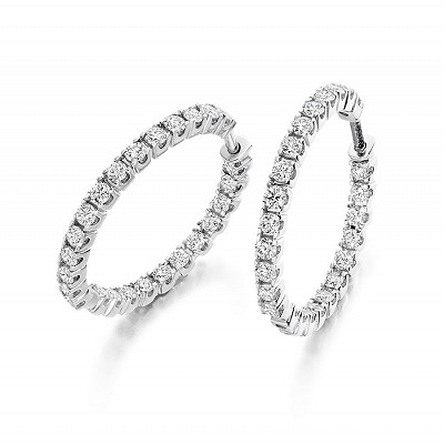 Round Brilliant Cut Diamond Hoop Earrings