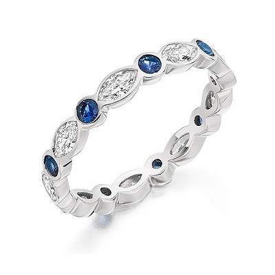 Round Brilliant Sapphires & Marquise Diamond Full Eternity Ring